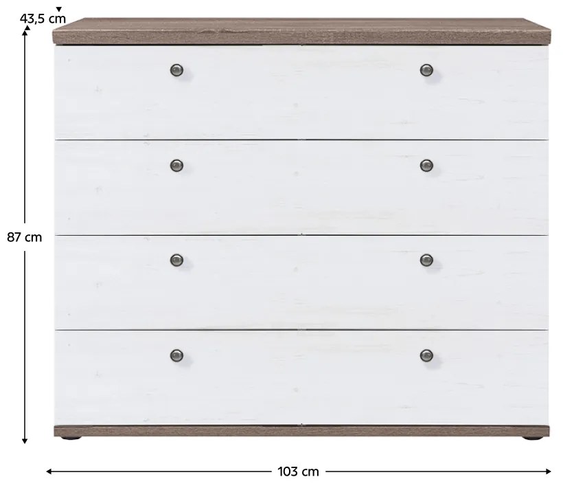 Komoda TEINA 4S, sosna canyon