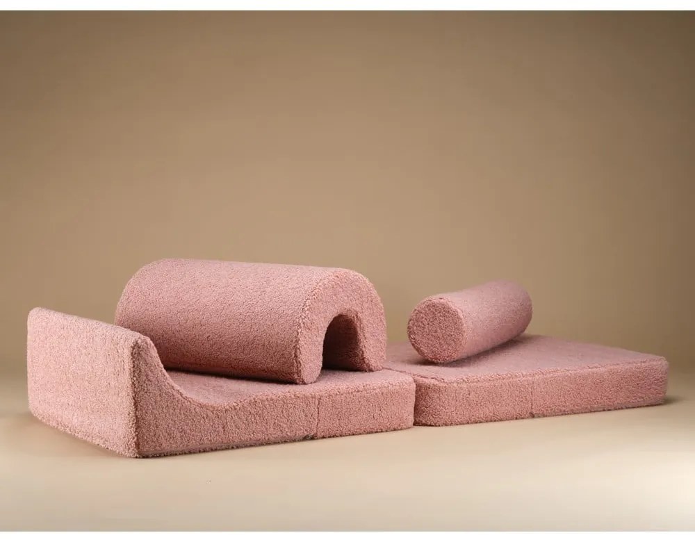 Różowy fotel dziecięcy z materiału bouclé Flipster – Wigiwama