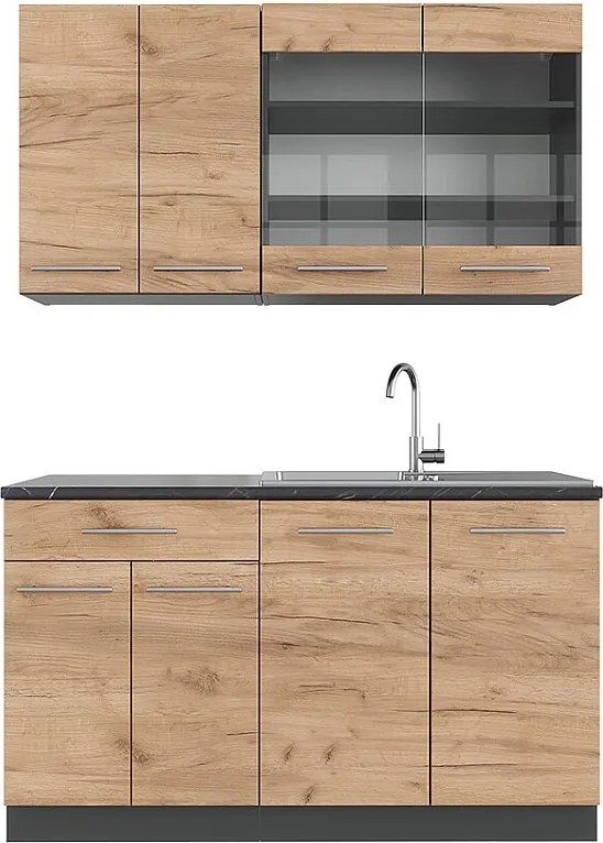 Kuchnia pojedyncza złoty dąb power/antracyt 140x46x81.6 fame-line