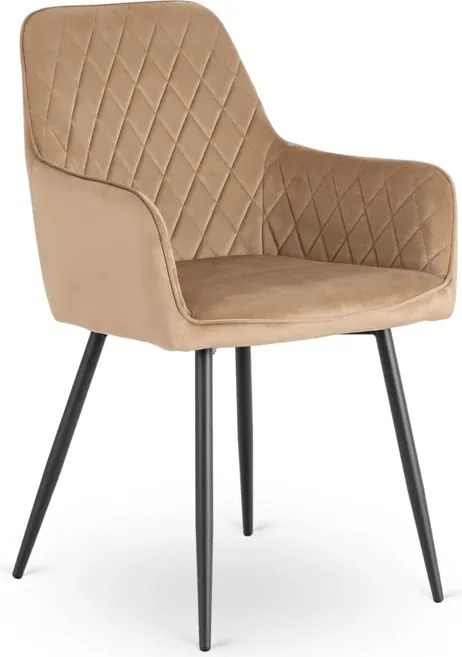 Zestaw Stół Prostokątny Rozkładany HAMPTON 160-240 cm Dąb/Czarny i 4 Krzesła Tapicerowane BRESSO Beżowe