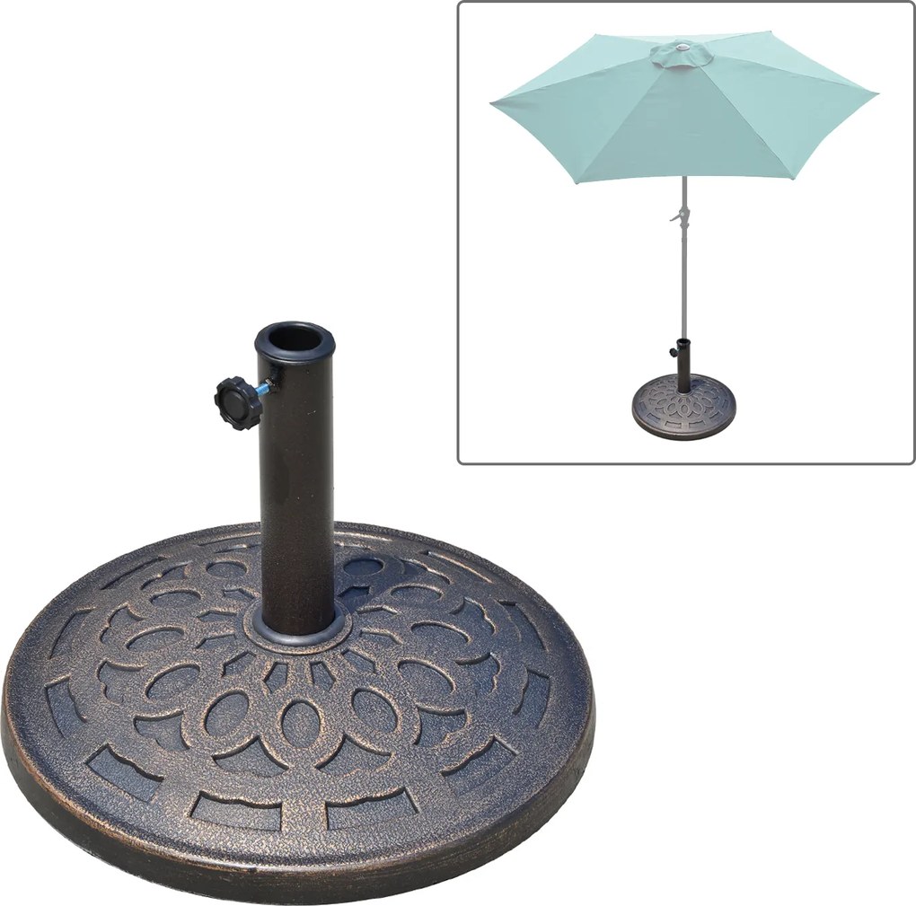 Outsunny Stojak Do Parasola 38 48mm Brązowy Podstawa Parasolowa 48 5x34cm Stabilna i Solidna | Aosom PL