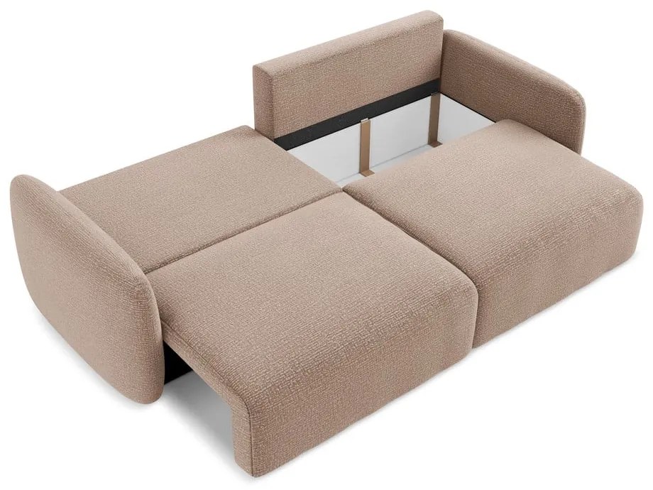 Jasnobrązowa rozkładana/ze schowkiem sofa 238 cm Kalena – Makamii