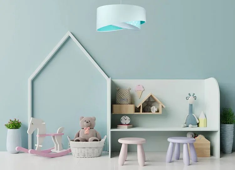 Miętowa lampa wisząca z abażurem N8-F27