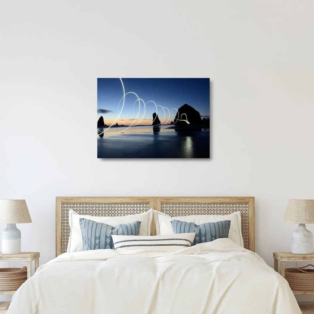 Obraz na szkle - plaża o zachodzie słońca (70x50 cm)