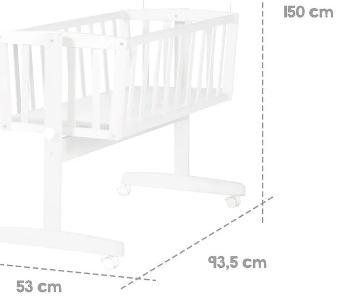 Biała kołyska na kółkach z baldachimem 40x90 cm Adam & Eule – Roba