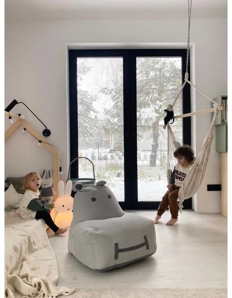 Jasnoszary dziecięcy worek do siedzenia Hippo – The Brooklyn Kids