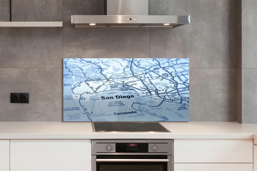 Szklany Panel Mapa miasta