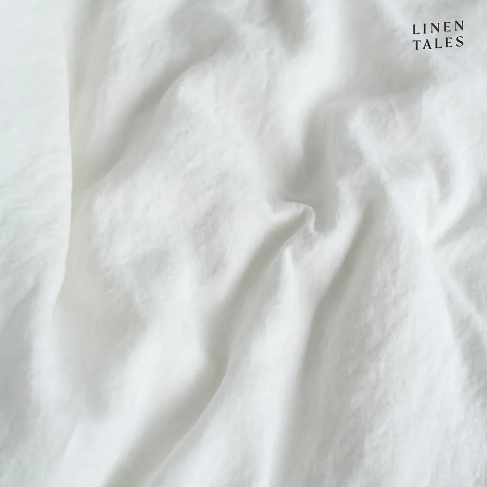 Białe elastyczne prześcieradło lniane Linen Tales, 180x200 cm