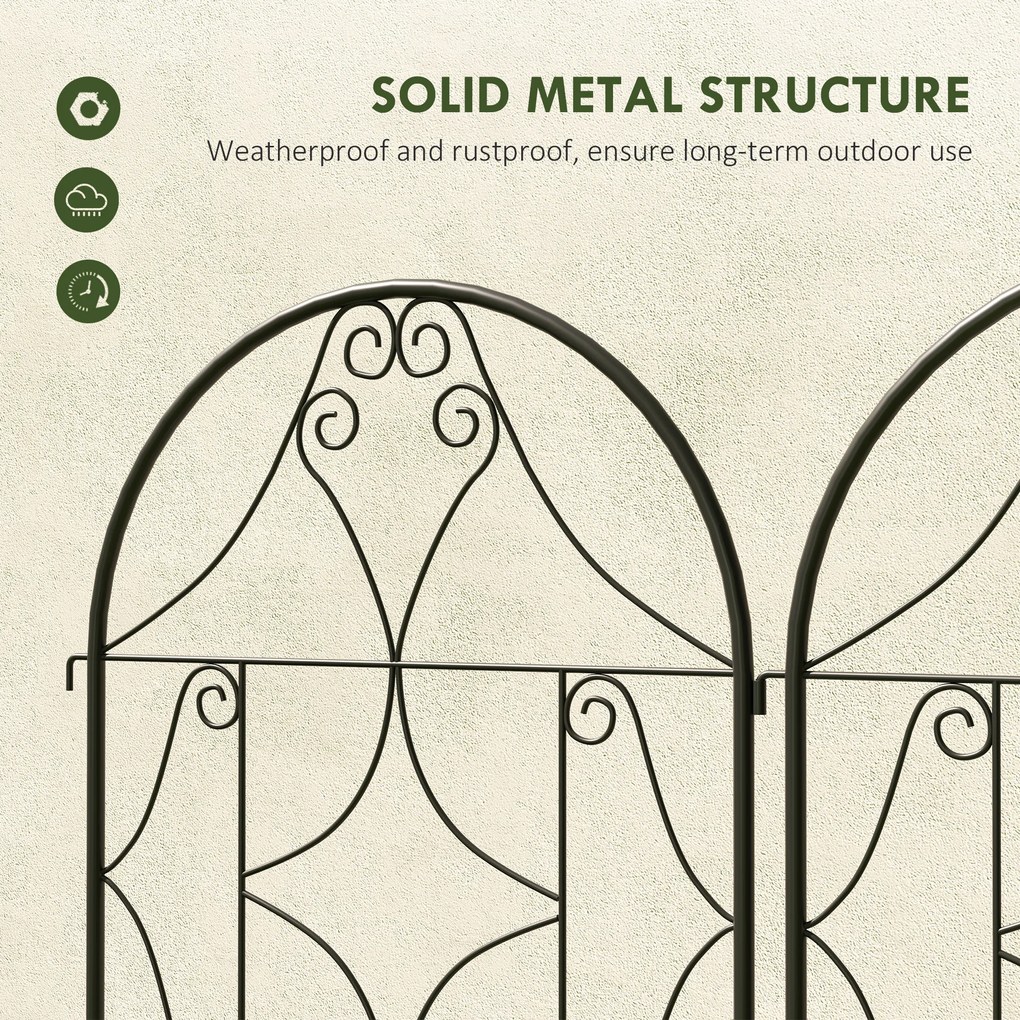 Outsunny Pergola Metalowa 2 szt. Wkopywana, Antykorozyjne Wsparcie dla Roślin Pnących 50x150 cm, Czarna