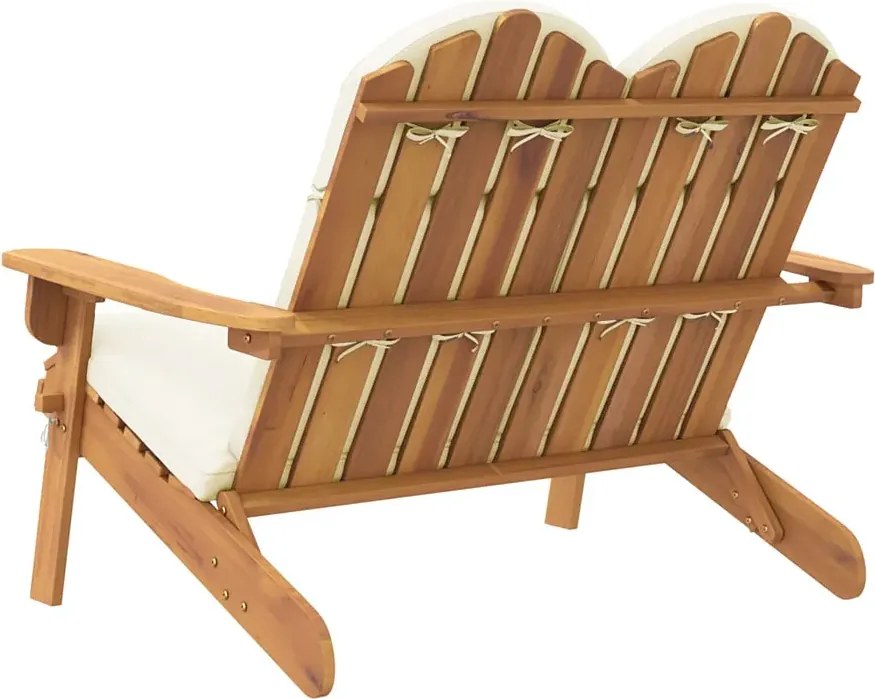 Drewniana ławka ogrodowa z oparciem kremowy E9-M29