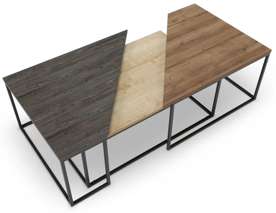 Stoliki z blatem w dekorze orzecha zestaw 3 szt. 70x110 cm Titan – Marckeric
