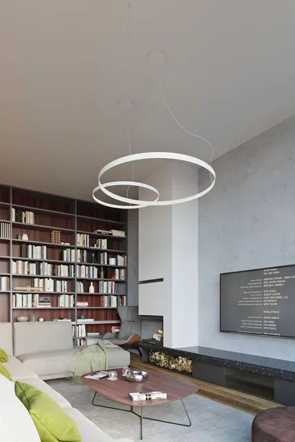 Biała lampa wisząca pierścieniowa M9-B47