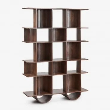 Regał 130x180 Cm Z Drewna Flin Ciemny Drewniany Uchwyt - Sklum