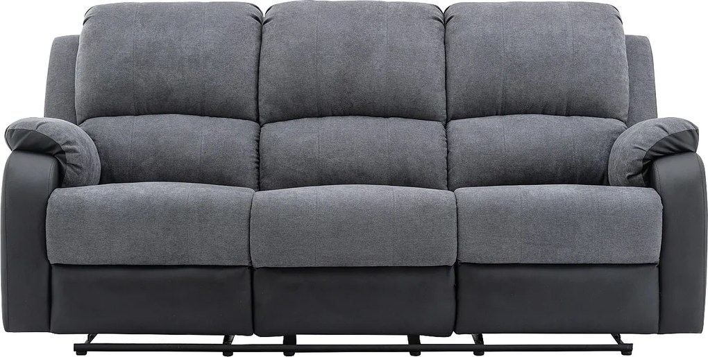 Kanapa 3-osobowa z funkcją relax z mikrofibry i ekoskóry Kolor szary i czarny BRODY