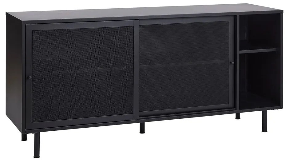Czarna metalowa komoda z drzwiami przesuwnymi 160x75x46 cm Veep – Unique Furniture