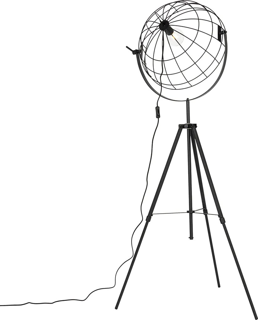 Industrialna lampa podłogowa na statywie czarna 50 cm regulowana - Hanze