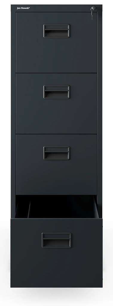 Metalowa szafa kartotekowa SARA V4, 460 x 1320 x 620 mm, antracytowa