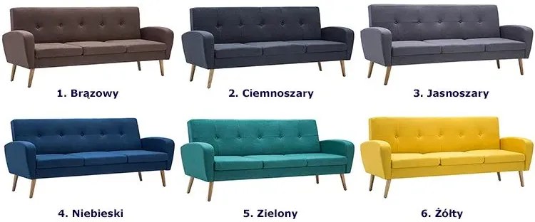 Trzyosobowa sofa pikowana ciemnoszara - Anita 3Q