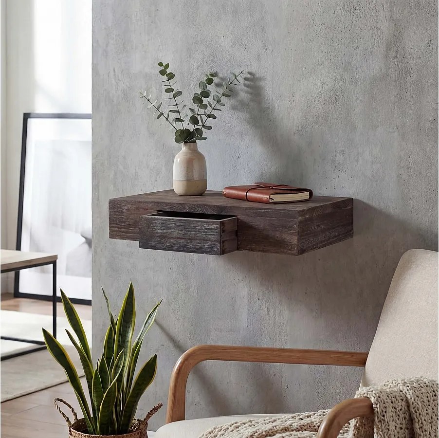 Półka ścienna Cher,  brązowa shabby