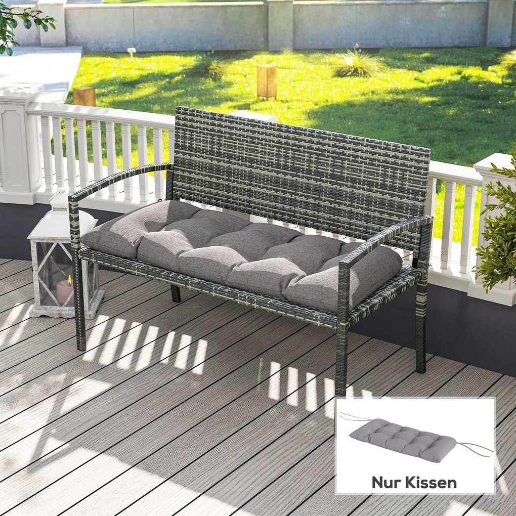 Outsunny Poduszka na Ławkę 105 x 46 x 12,5 cm z Paskami, Do Ogrodu, Siedzisko Wodoodporne, Szary