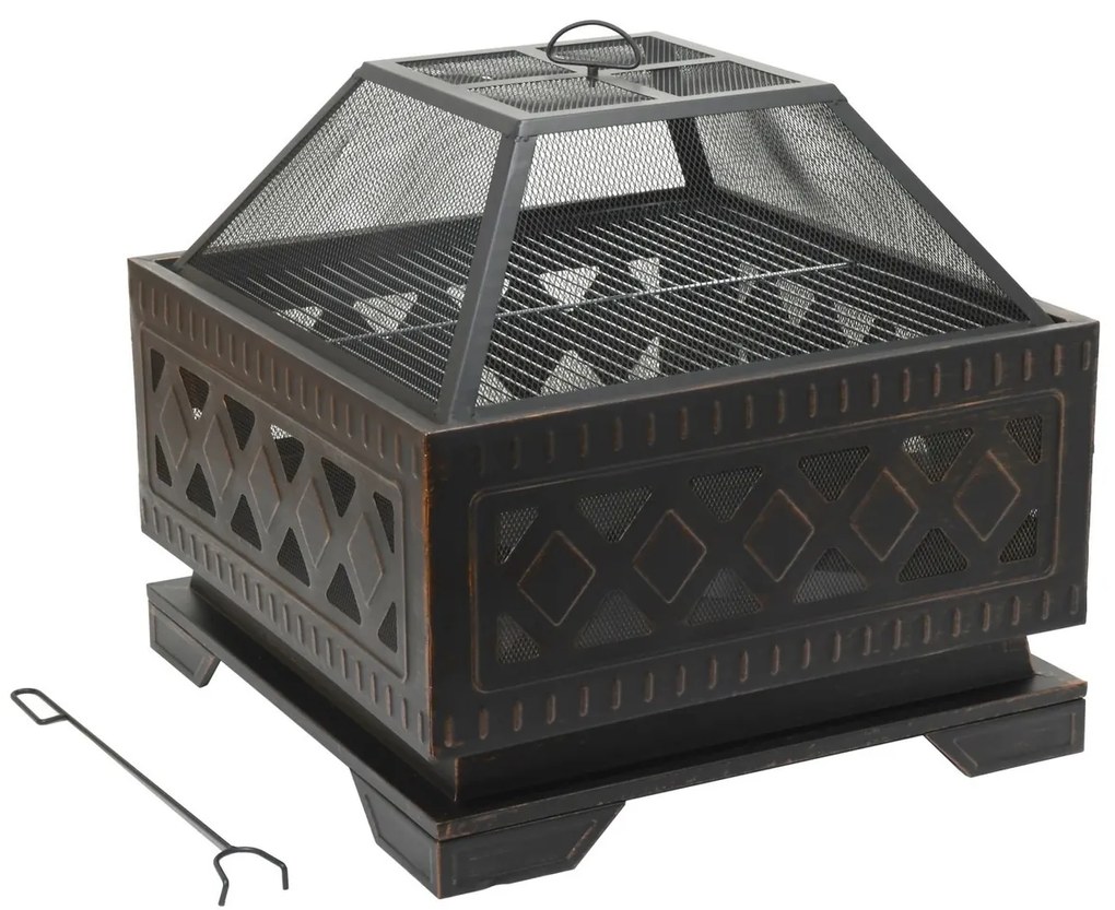 Cattara 13009 Palenisko z pokrywą Square, 63,5 x63,5 x 62 cm