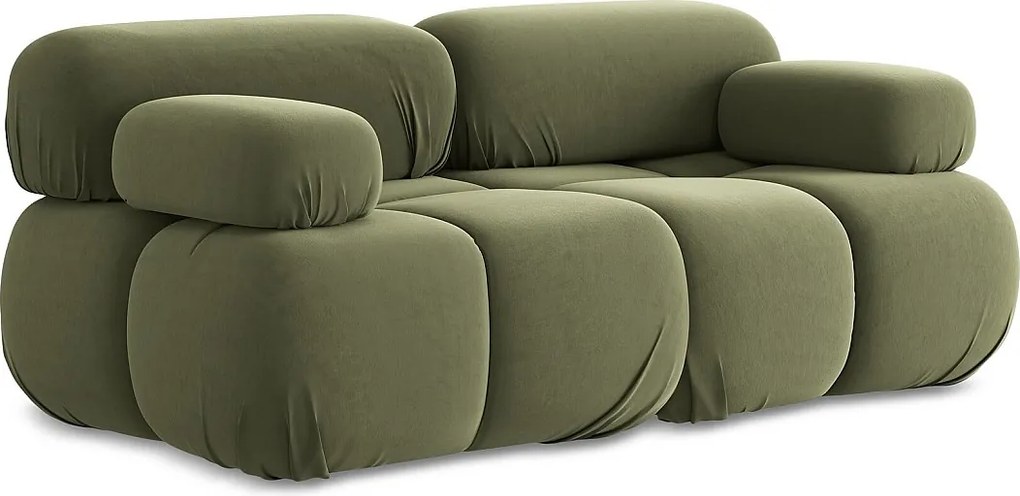 Modułowa sofa 2-osobowa - z tkaniny welwetowej - oliwkowy - LOKUA