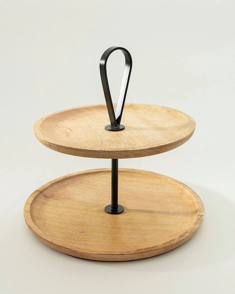 Patera drewniana dwupoziomowa Kabir 34x35 cm