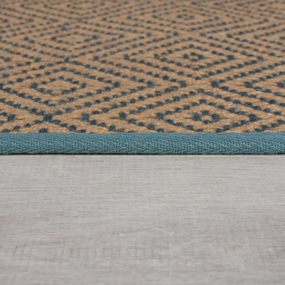 Niebiesko-naturalny chodnik na schody z juty 60x600 cm Diamond – Flair Rugs