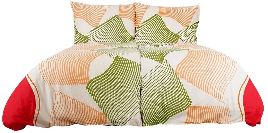 PrzytulneMieszkanie.pl PrzytulneMieszkanie.pl Bawełniana pościel UNILO pomarańczowo-zielona Rozmiar pościeli: 70 x 90 cm | 140 x 200 cm