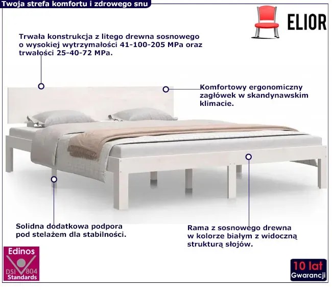 Białe podwójne łóżko drewniane 160x200 N8-D87