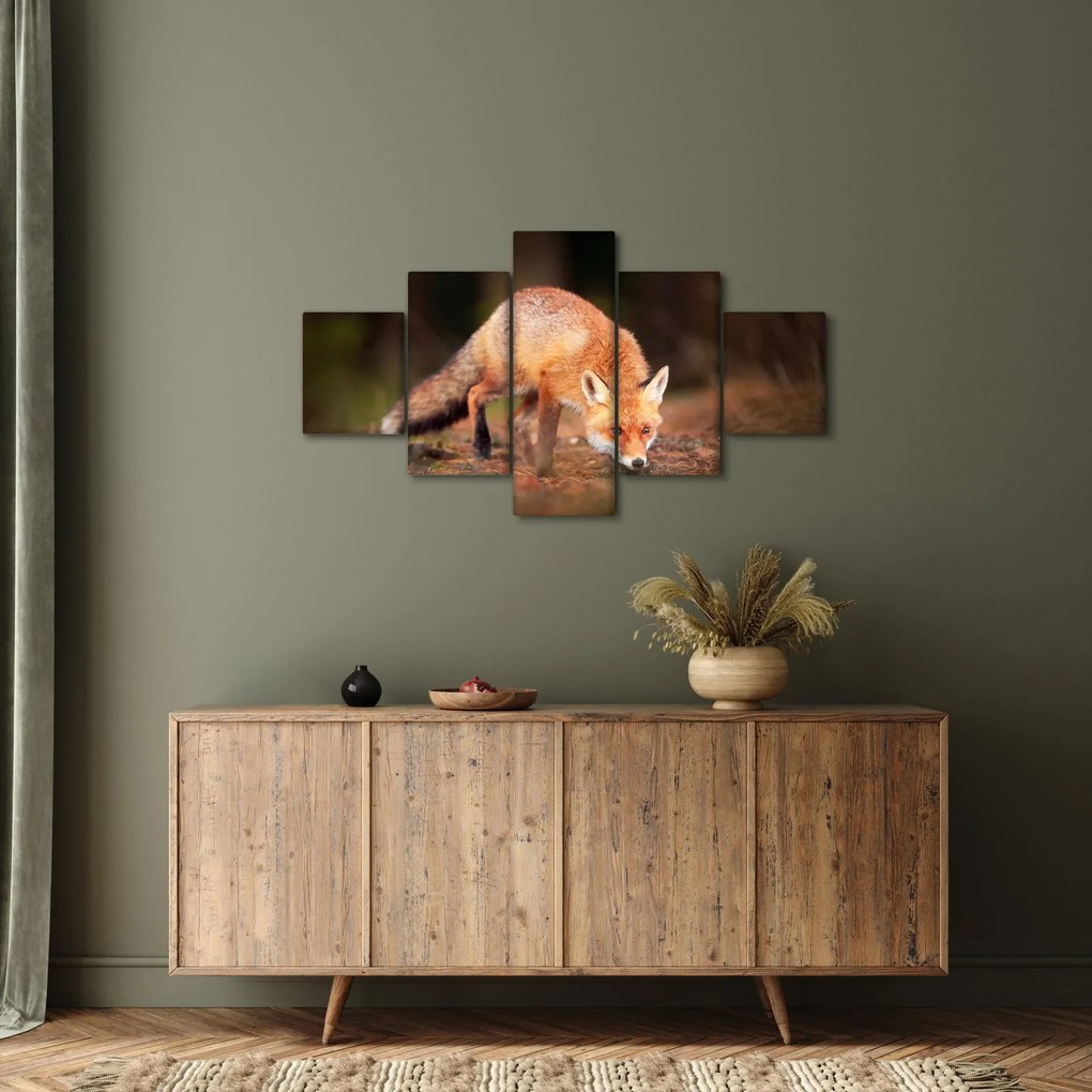 Obraz - Lis w lesie (125x70 cm)