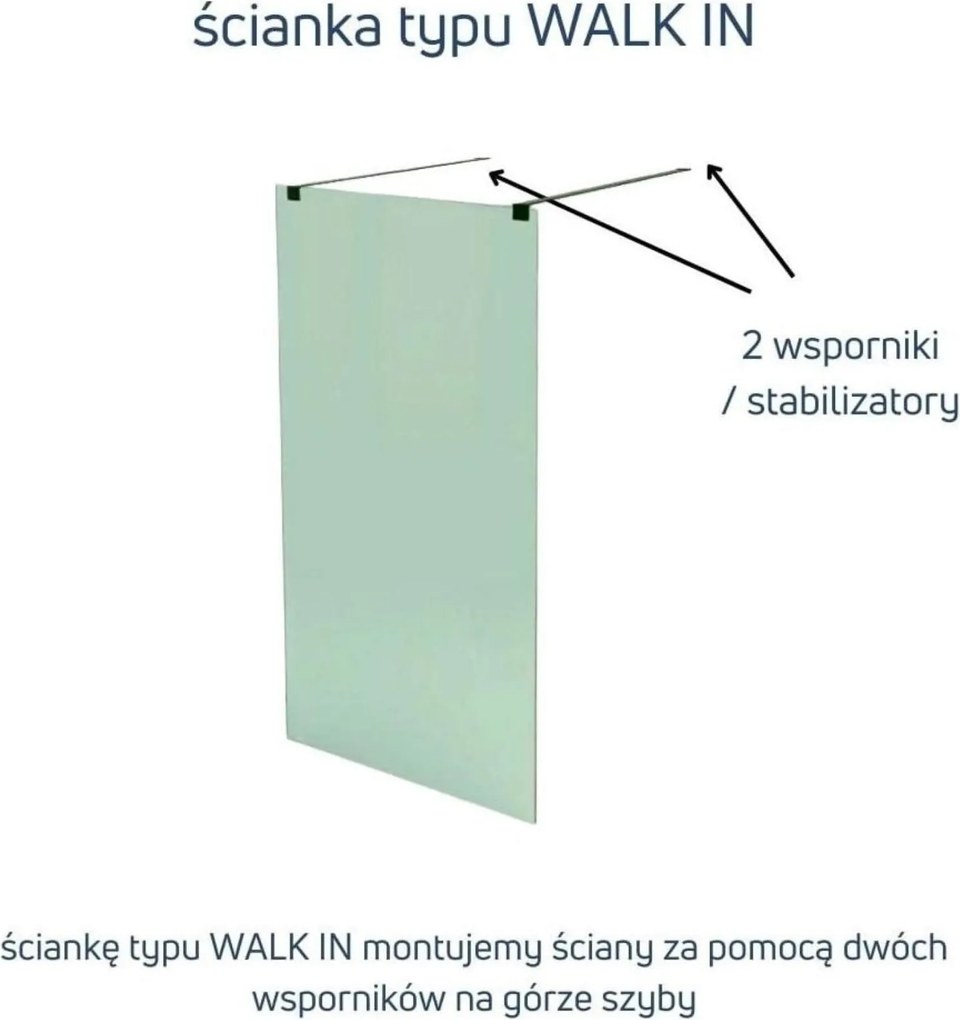 Ścianka prysznicowa WALK IN FIX brązowa 8 mm MOLIS NATURE Brown Round MASSI I Różne rozmiary : Kolor profili kabiny - czarny, Szerokość ścianki - 100 cm, Typ montażu - WALK in FIX (Do ściany)