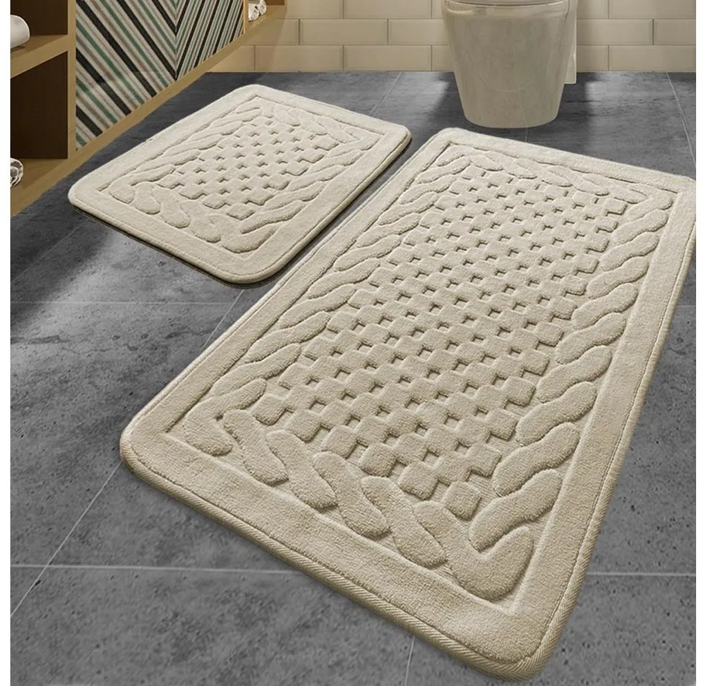 ZESTAW 2x Mata łazienkowa BAMBI 60x100 cm beżowa