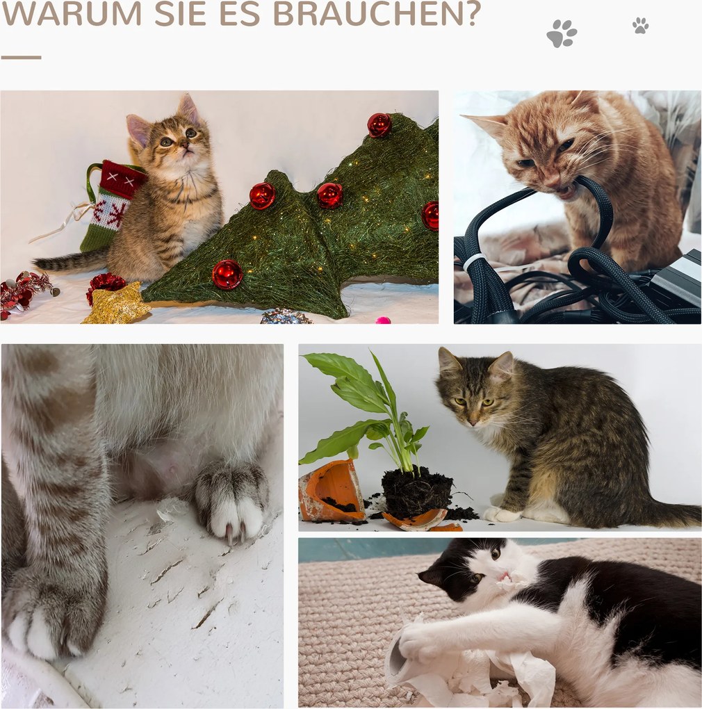 PawHut Drapak Sizalowy dla Kotów z Piłeczką 60cm Beżowy Dębowy Wytrzymały | Aosom PL