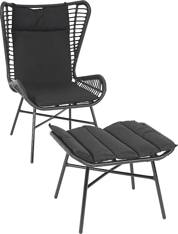 Zestaw polirattanowy MCW-G17b (2-częściowy),  antracyt, antracytowe poduszki