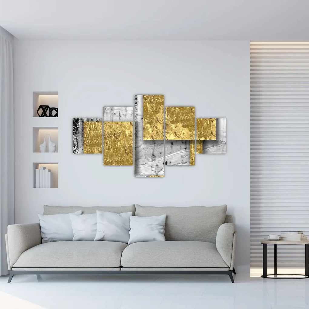 Obraz - Złote kwadraty N⁰3 (125x70 cm)