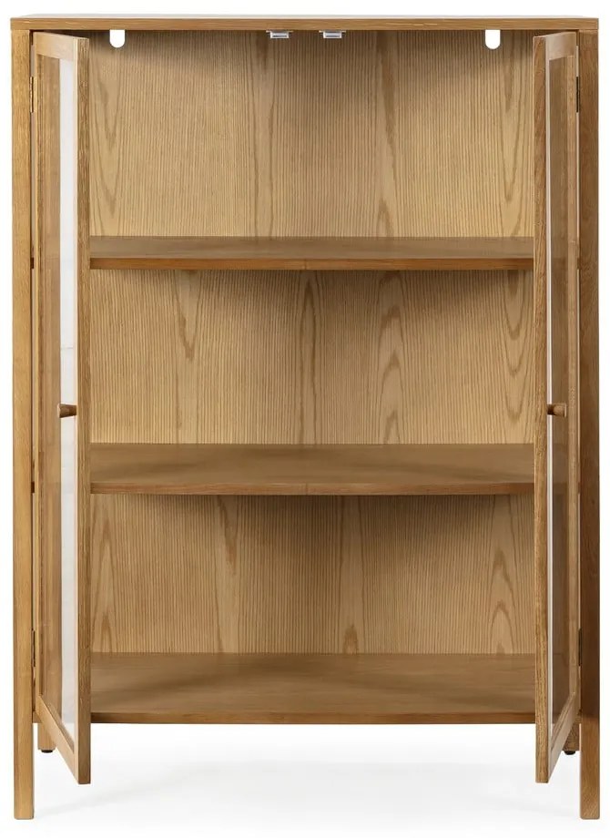 Witryna w dekorze dębu w naturalnym kolorze 90x126x40 cm Ceci – MOME