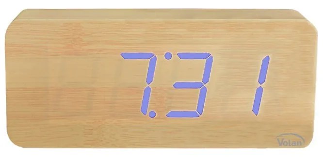 Duży zegar elektroniczny budzik led drewniany cyfrowy stojący termometr dat