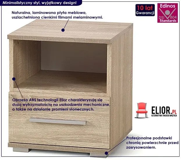 Szafka nocna Lines - dąb sonoma