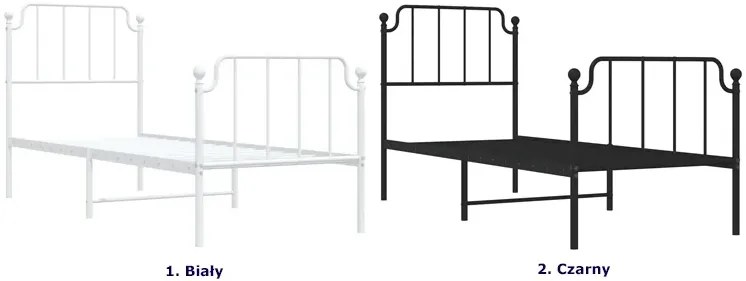 Białe metalowe łóżko jednoosobowe 90x200 cm - Barold