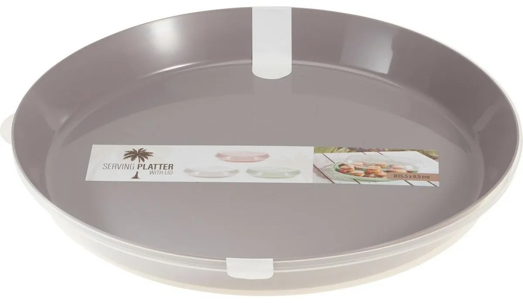 Plastikowa miska EH Serving z pokrywką 35,5 x 8,5cm, szara
