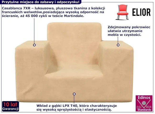 Kremowy fotel dla dziecka ze zdejmowanym pokrowcem B6-D65