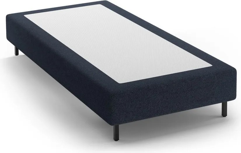 Ciemnoniebieskie tapicerowane łóżko jednoosobowe bez zagłówka 90x200 cm Whale – Micadoni