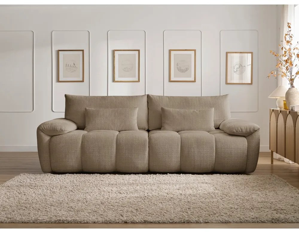 Brązowa sofa z tkaniny szenilowej 264 cm Ivane – Bobochic Paris