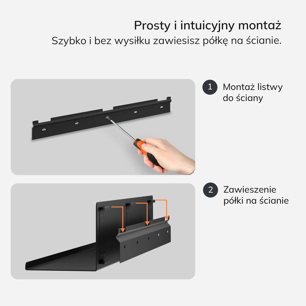 Półka wisząca JOANNE 700 mm, czarna