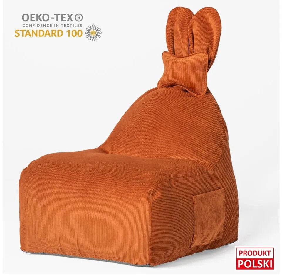 Pomarańczowy dziecięcy worek do siedzenia Funny Bunny – The Brooklyn Kids