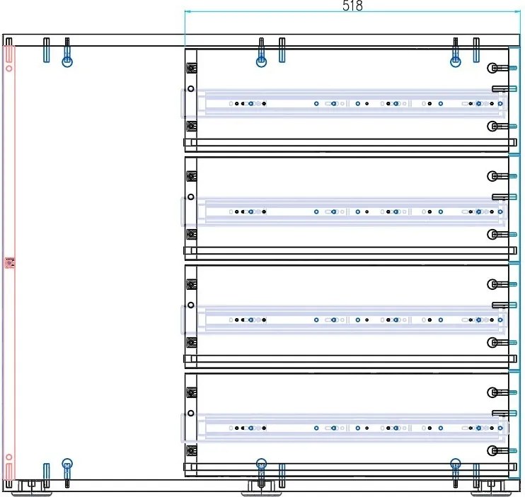 Kontener biurowy BLOCK, 400 x 800 x 710 mm, 4 szuflady, biały