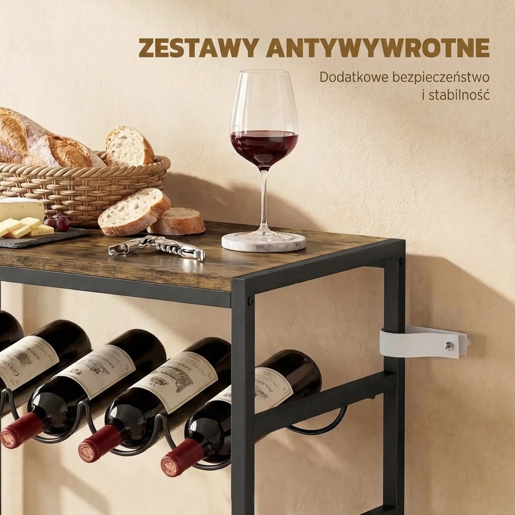 HOMCOM Stojak na wino na 30 butelek wolnostojący stojak z metalu do piwnicy, magazynu, 59 x 30 x 88,5 cm Rustykalny brąz | Aosom PL