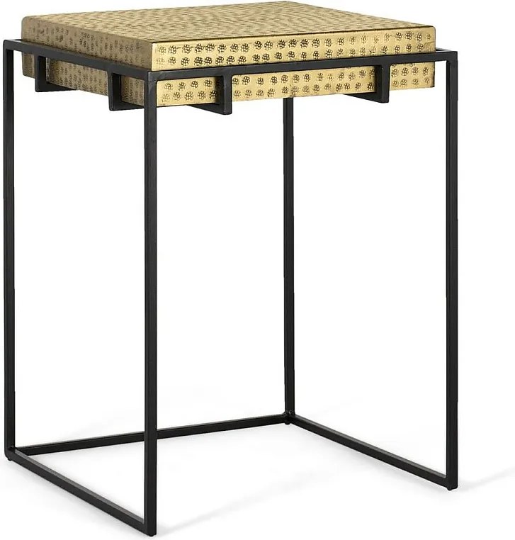 Table d'appoint in steel and pieds in fer doré