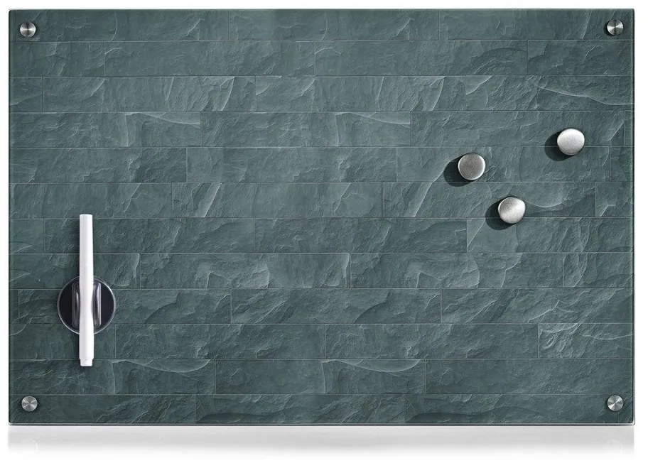 Szklana tablica magnetyczna STONEWALL + 3 magnesy, 60x40 cm, ZELLER